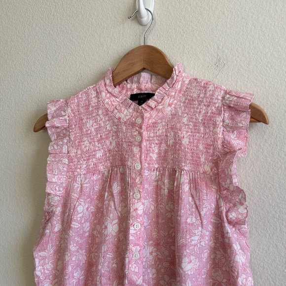 J. Crew Pink Floral Smocked Top - Picture 10 of 10